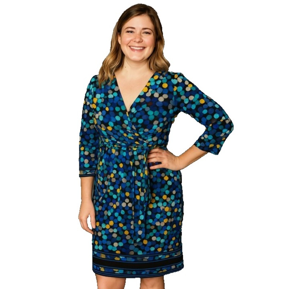 BCBGMAXAZRIA Dress‎ MP Belted Faux Wrap Knee Length Stretch Pre-Loved